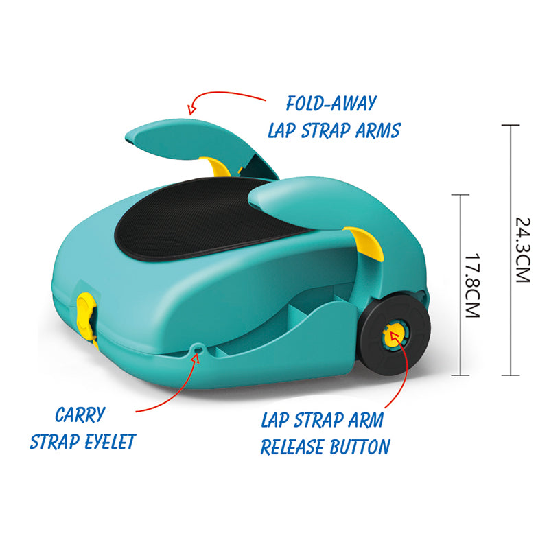 BABY VOYAGE 2-in-1 Kid's Booster Seat & Travel Luggage | Convertible Rolling Carry Case