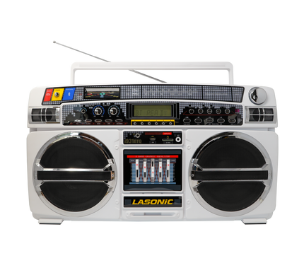 Lasonic Bluetooth Boombox Rechargeable 80s Style Ghetto Blaster I-931BT (White)