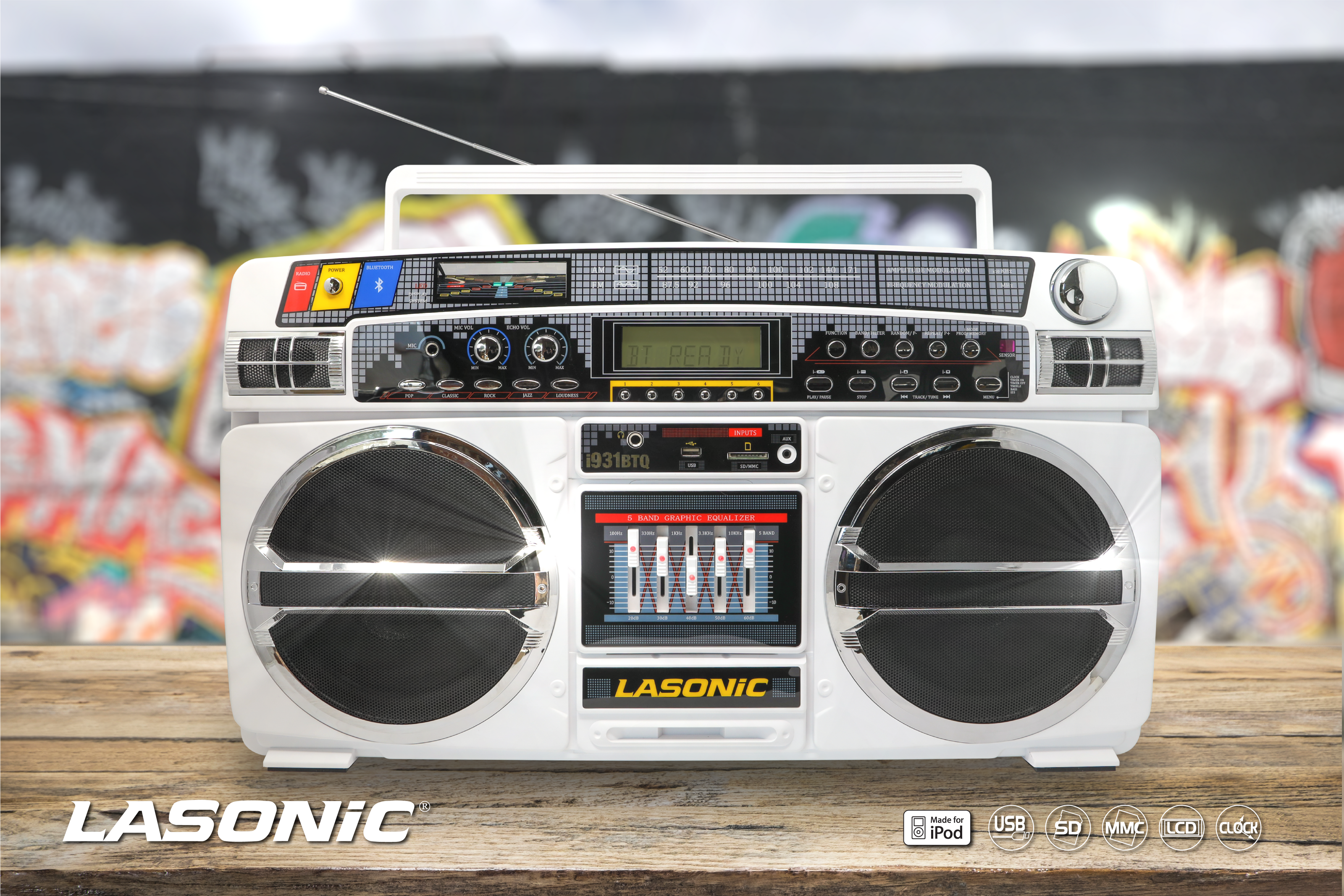 Lasonic i931 | Ghetto Blaster Boombox | USB SD FM Radio