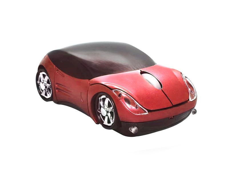 Computer Wireless Mouse Futuristic Car Shape Optical Mice USB 2.4Ghz 2 Button for PC Laptop (Black)