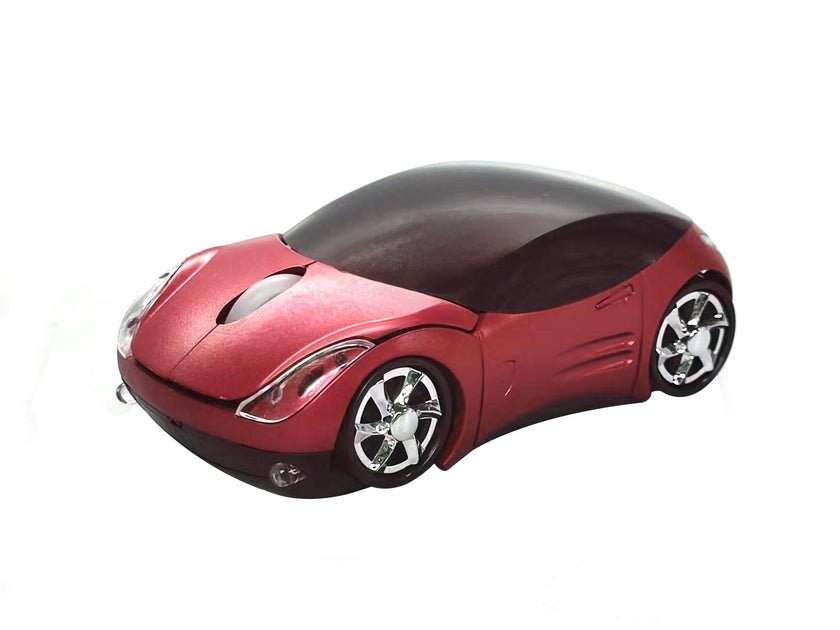 Computer Wireless Mouse Futuristic Car Shape Optical Mice USB 2.4Ghz 2 Button for PC Laptop (Black)