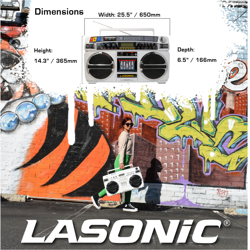 Lasonic Bluetooth Boombox Rechargeable 80s Style Ghetto Blaster I-931BT (White)