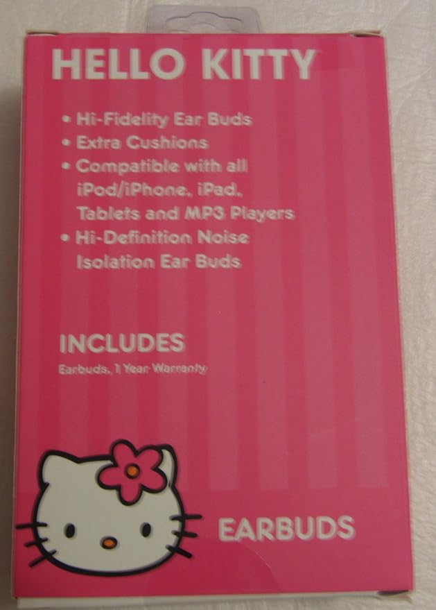 Hello Kitty HK-1429 Earbud Headphones Pink/Black