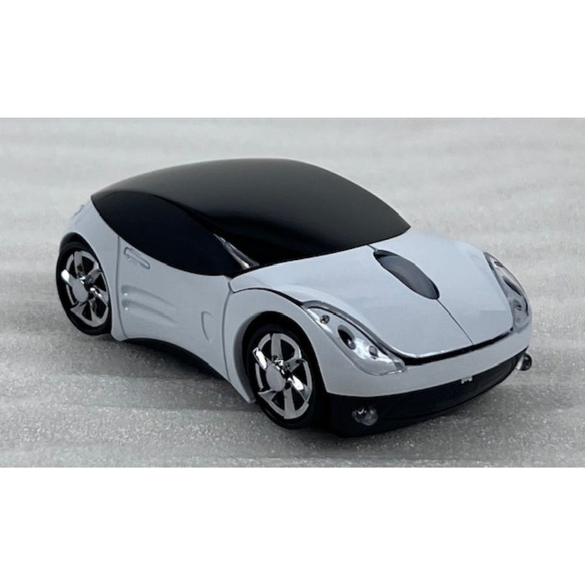 Computer Wireless Mouse Futuristic Car Shape Optical Mice USB 2.4Ghz 2 Button for PC Laptop (Black)