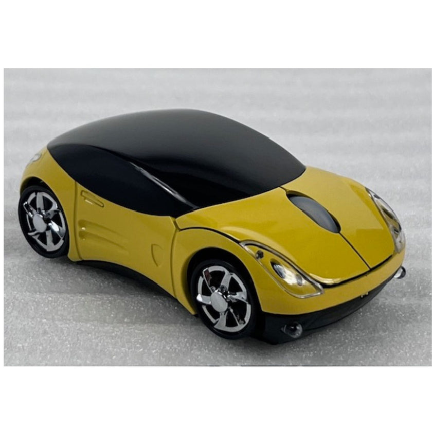 Computer Wireless Mouse Futuristic Car Shape Optical Mice USB 2.4Ghz 2 Button for PC Laptop (Black)