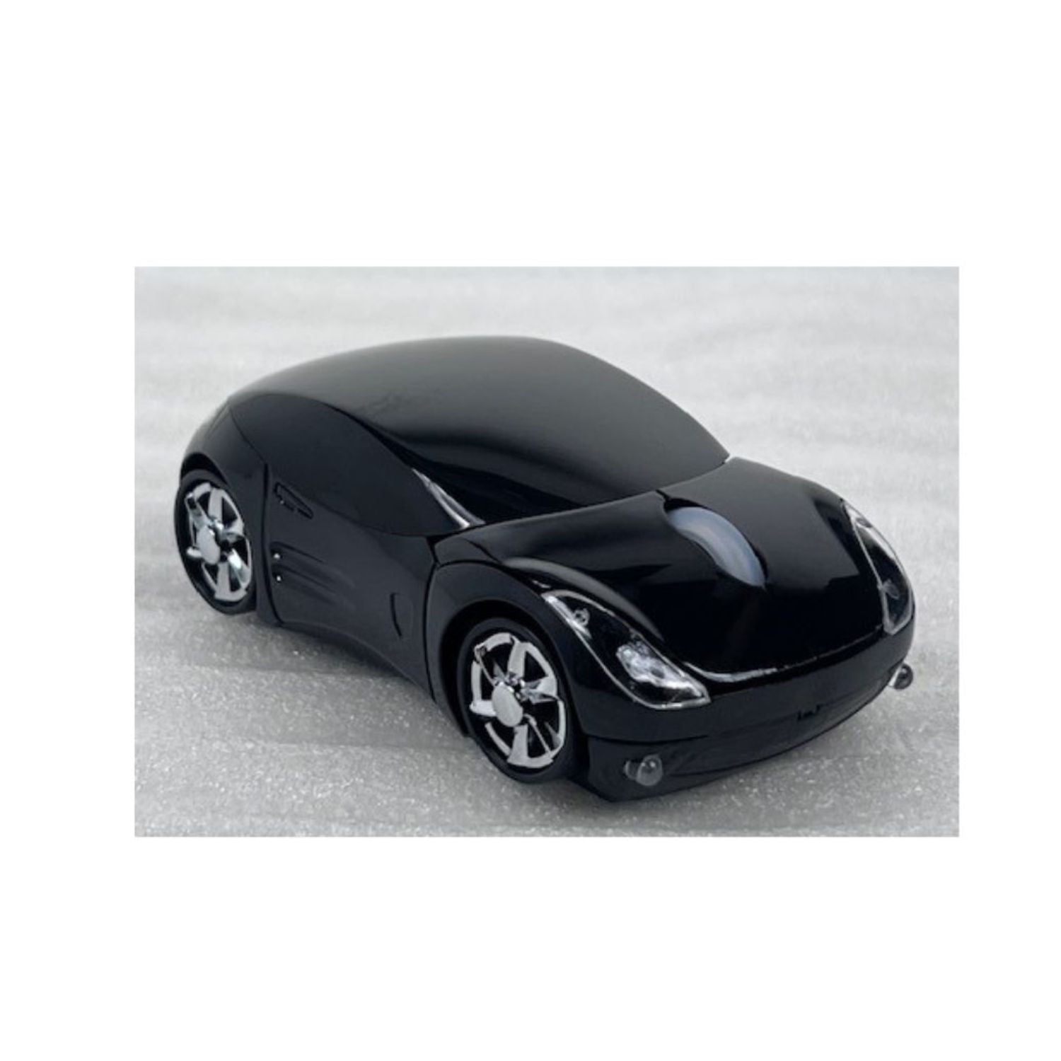 Computer Wireless Mouse Futuristic Car Shape Optical Mice USB 2.4Ghz 2 Button for PC Laptop (Black)